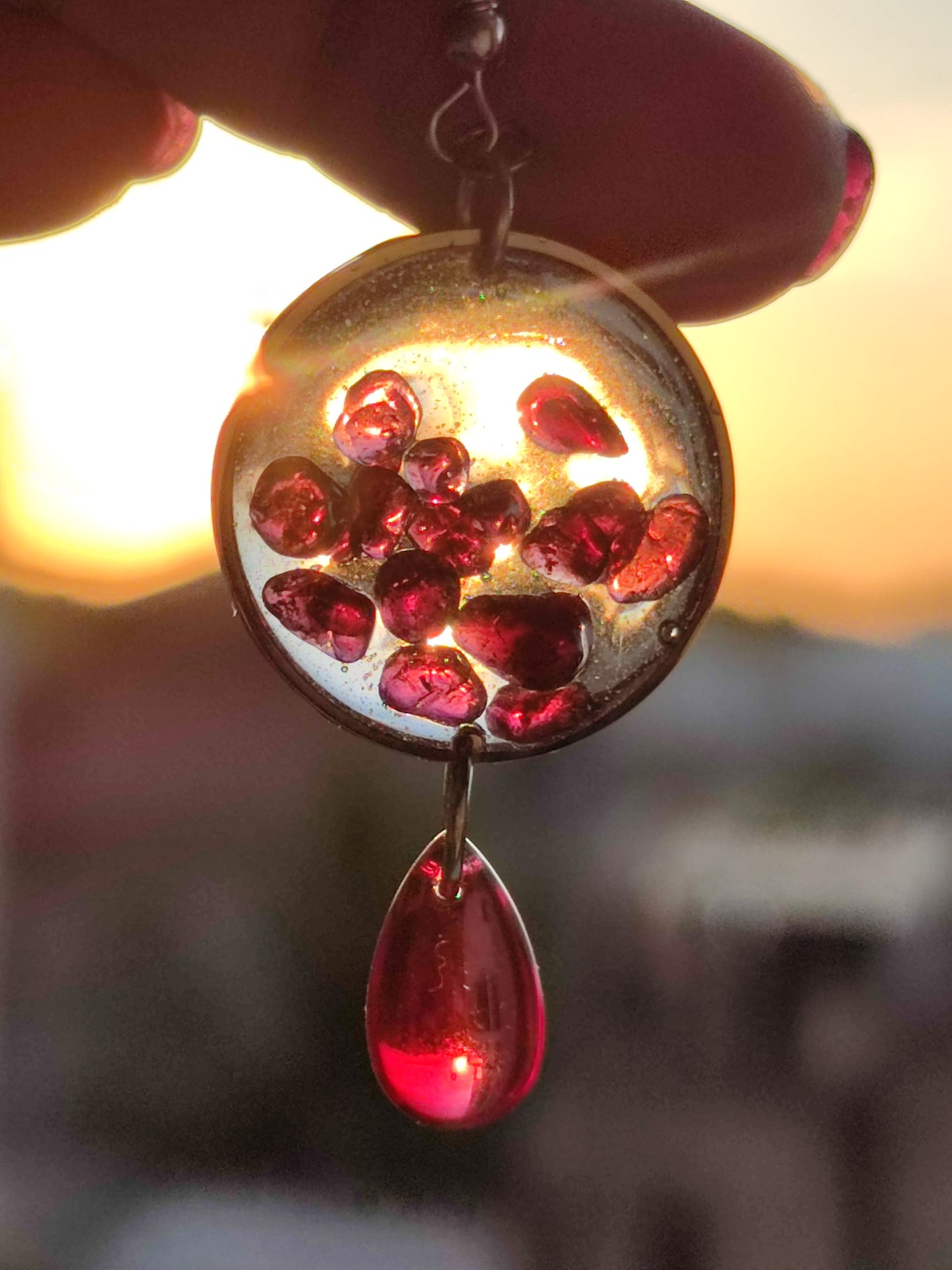 Goddess Persephone`s Pomegranate Inspired Earrings